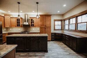 Counter space in kitchen in modern custom home built in western Ohio.