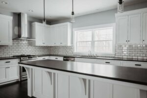White kitchen in western Ohio custom home.