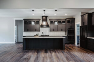 Black kitchen in new custom home located in western Ohio.