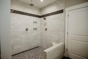 Walk in shower in custom home built by DA Bowman in Ohio - Garrison project