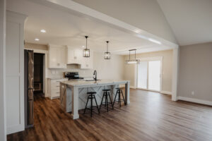 Kitchen and dining area in new custom home located in western Ohio