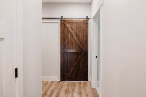 Sliding barn doors in custom home built in western Ohio.