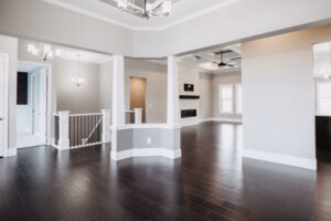 Dining room in modern custom home built in western Ohio.
