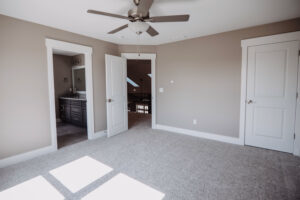Bedroom in custom home located in western Ohio.
