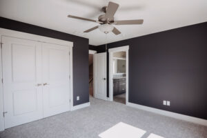 Bedroom in custom home located in western Ohio.