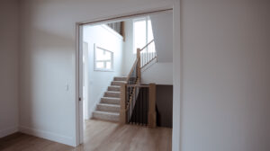 Staircase in Mediterranean style custom home built by DA Bowman in Ohio