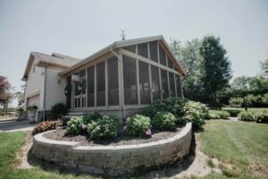 Screened porch of custom home in Ohio